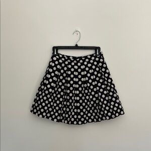 forever 21 navy and white polka dot pleated skater skirt, size small
